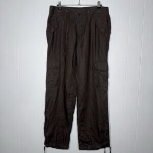 London Jean Women’s 100% Linen Cargo Pants Chocolate Brown Size 6